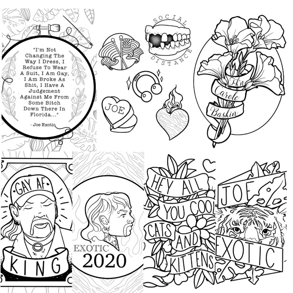 Tiger King printable coloring sheets